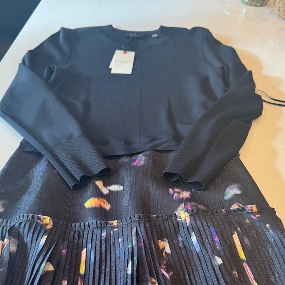 Ted Baker miruim Black Midi Dress with Colorful Accents size 5 EUR